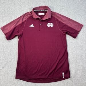 Mississippi State Bulldogs Adidas Climalite Short Sleeve Polo Mens Medium Maroon